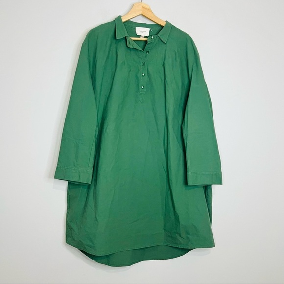 Tuckernuck Pomander Place Polly Shirt Dress 3X Green Mini Length High Low Hem - Picture 3 of 9